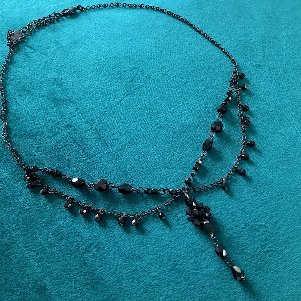 Vintage Black Beaded Victorian / Gothic Necklace
